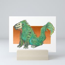 A Feathery Green Monster Mini Art Print
