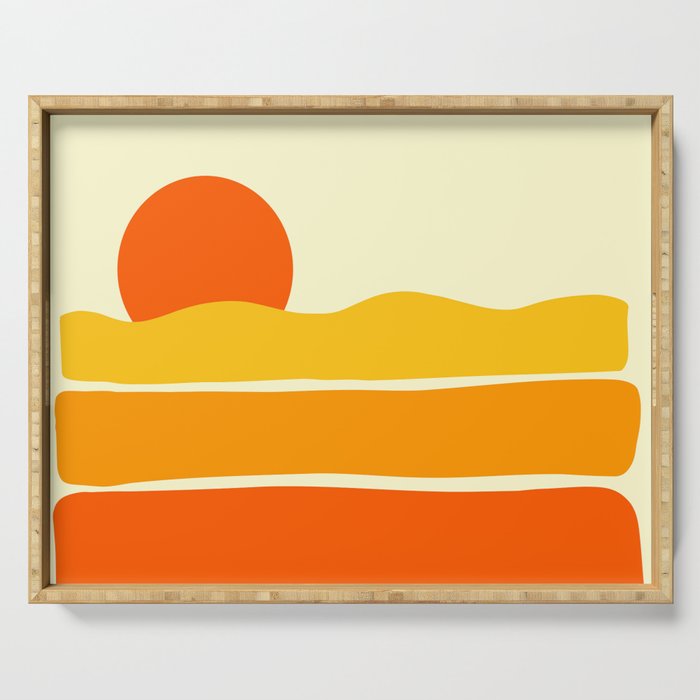 Demar Set - Minimalistic Sunset Colorful Retro Design Art Pattern Serving Tray