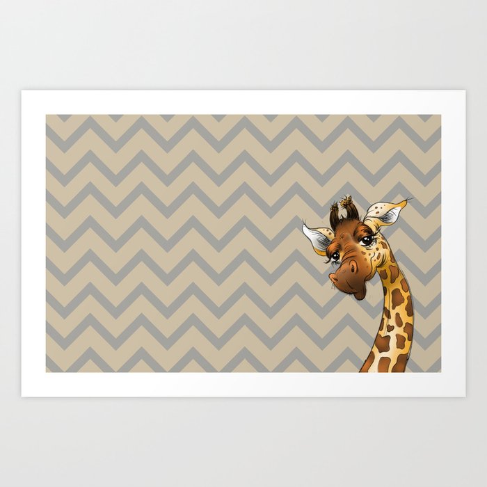 Chevron Giraffe! Art Print