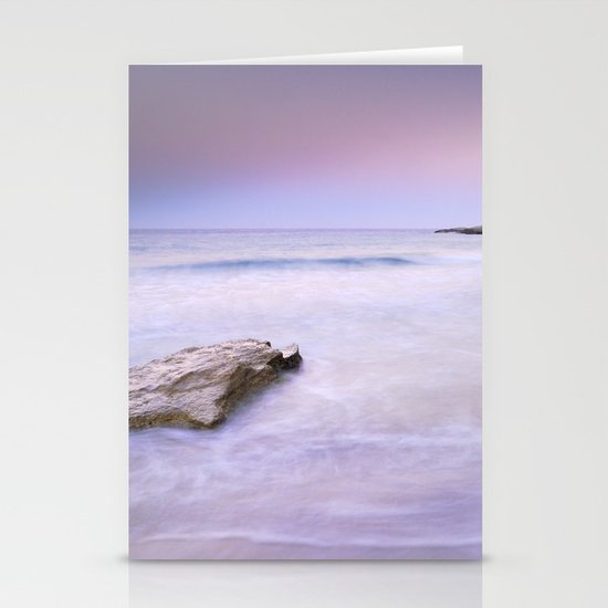 Pink sunset at the volcanic beach Stationery Cards