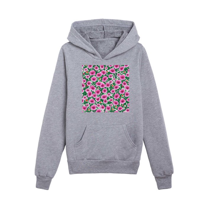 Pink Wildflowers Kids Pullover Hoodie