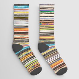 Vintage Used Vinyl Rock Record Collection Abstract Stripes Socks