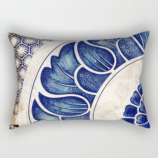 Blue Oriental Vintage Tile 05 Rectangular Pillow