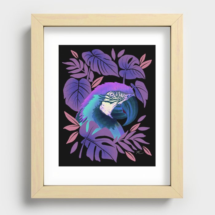 Purple Parrot Monstera Love Recessed Framed Print