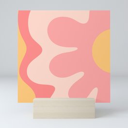 Happy Flower 60s Retro Vibe Pink Blush Mustard  Mini Art Print