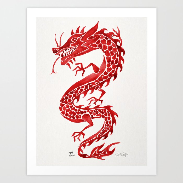 Chinese Dragon – Crimson Palette Art Print