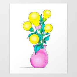 Pen and Ink Drawing - Water Your Idea Plant Art Print