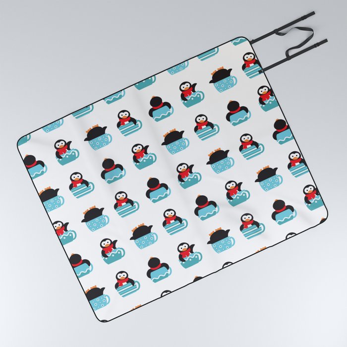 Coffee penguin Picnic Blanket