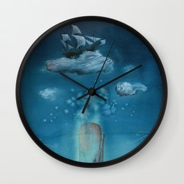 Moby Dick Dreams - Watercolor - Sperm Whale Wall Clock