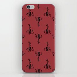 Black Retro Microphone Pattern on Victorian Red iPhone Skin