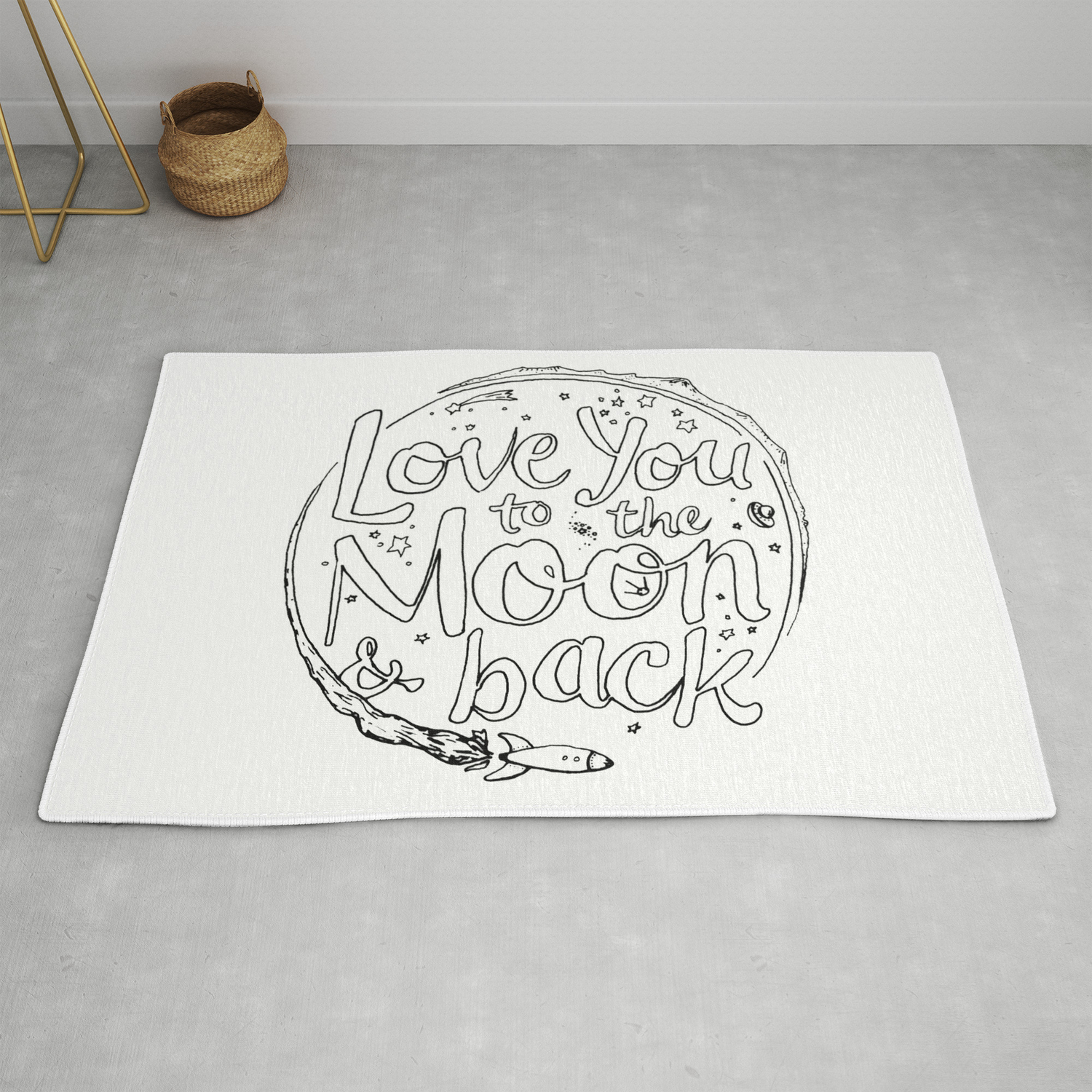 Love You To The Moon Back Coloring Page Rug By Timoberg Society6