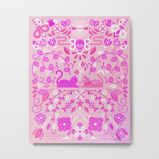 Kitten Lovers – Pink Ombré Metal Print