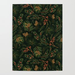 Christmas Spruce Dark Green Poster