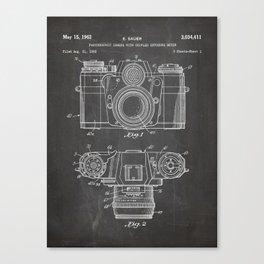 Camera Patent - Photography Art - Black Chalkboard Canvas Print