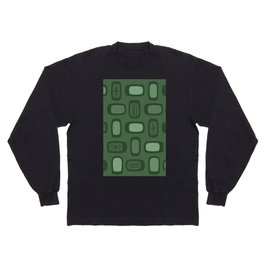 Midcentury MCM Rounded Rectangles Forest Green Long Sleeve T-shirt