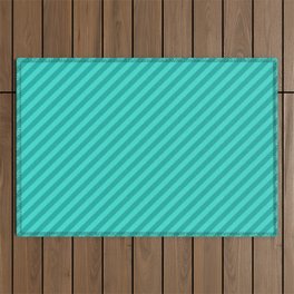 [ Thumbnail: Light Sea Green & Turquoise Colored Stripes Pattern Outdoor Rug ]