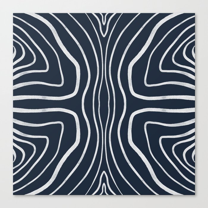 Abstract Line Pattern - Navy Canvas Print