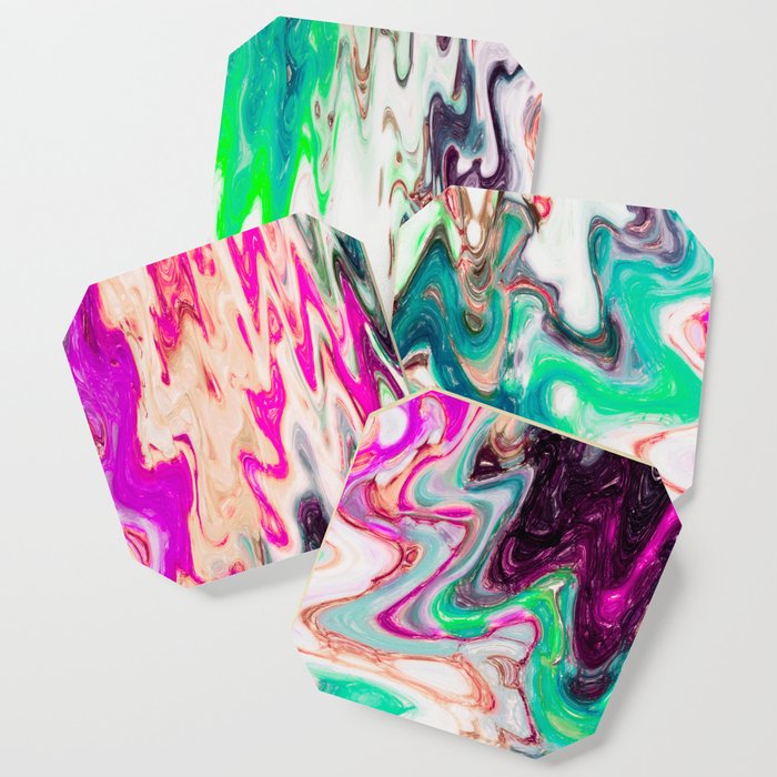 Melting Acrylic Flow Paint Pattern Coaster