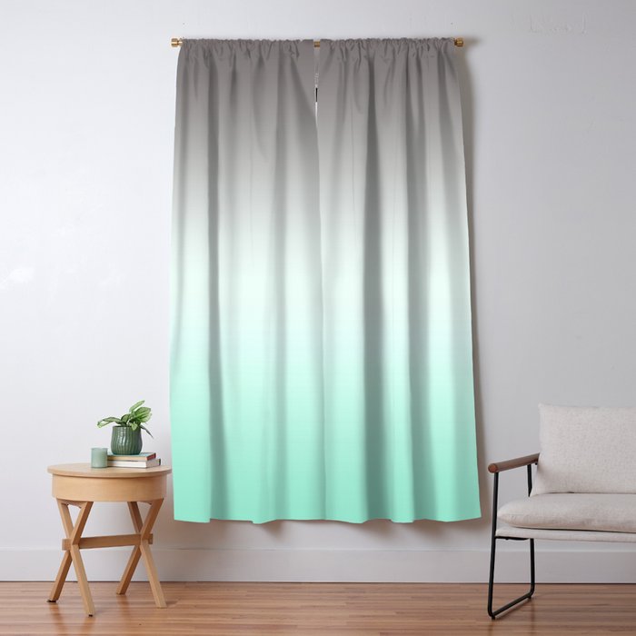 Turquoise Gray Ombre Blackout Curtain By Decoli Society6