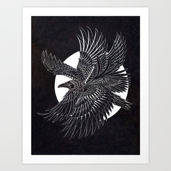 Moonlight Raven Art Print