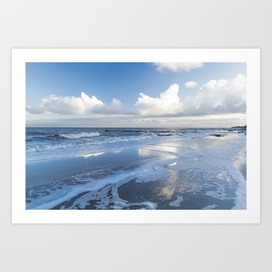 Cold day at the beach - Ocean blue on #Society6 Art Print