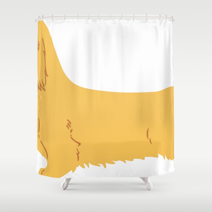 Flat Colored Cream Miniature Dachshund Long Shower Curtain