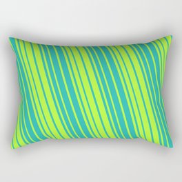 [ Thumbnail: Light Sea Green & Light Green Colored Stripes/Lines Pattern Rectangular Pillow ]