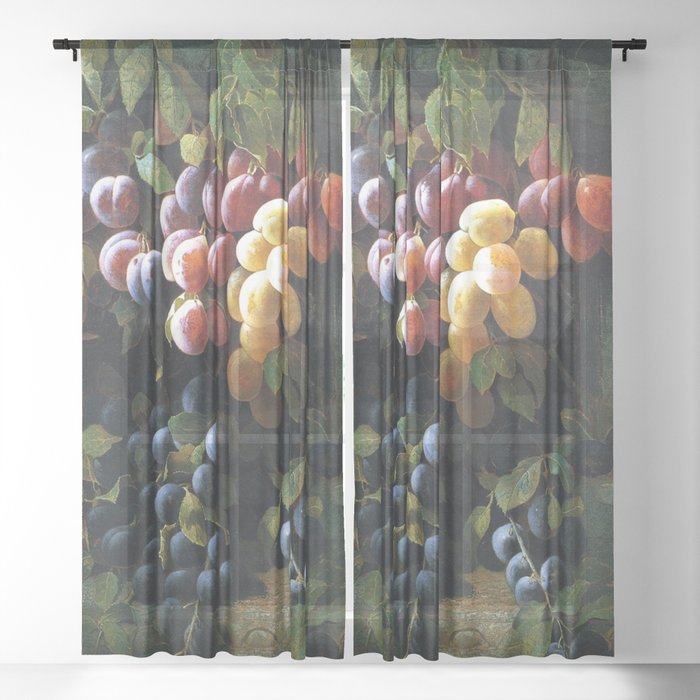 Painting of hanging grapes - Edwin Deakin Sheer Curtain