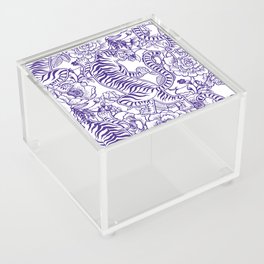 Beautiful vintage ink chinese tiger in chinoiserie style design. Hand drawn vintage illustration. Seamless pattern.  Acrylic Box