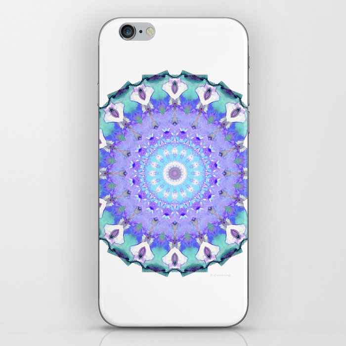 Crown Light Mandala Art In Purple And Blue by Sharon Cummings iPhone Skin