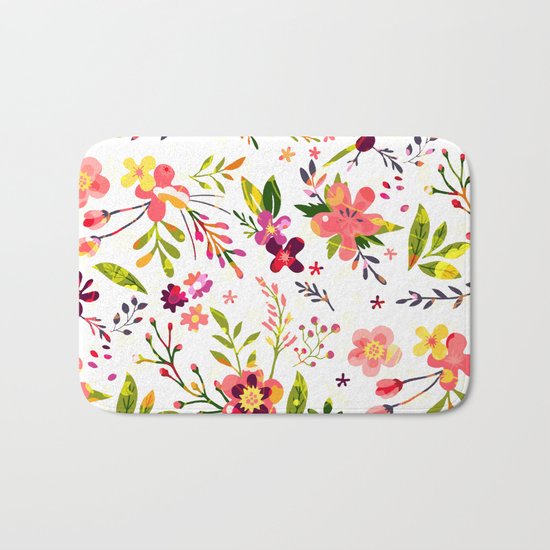 Colorful floral pattern #society6 Bath Mat