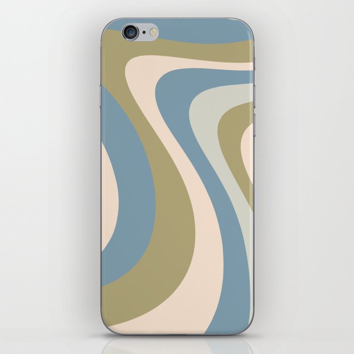 Too Groovy Retro Abstract Pattern in Muted Light Blue, Green, and Cream iPhone Skin