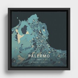 Palermo, Italy - Cream Blue Framed Canvas