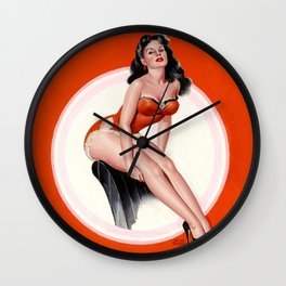 Pin-Up Beauty in Red Bikini by Peter Driben Wall Clock