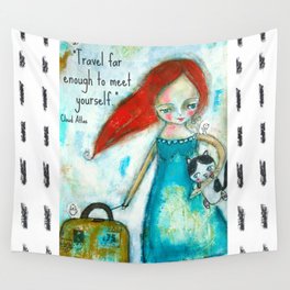 Travel girl quote Wall Tapestry