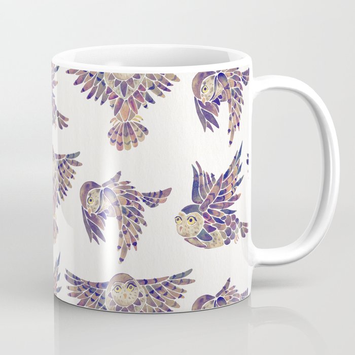 Owls in Flight – Mauve Palette Coffee Mug