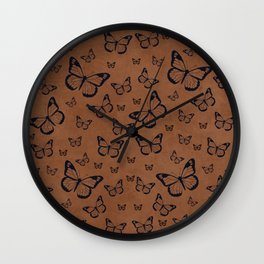 Butterflies on caramel brownish  Wall Clock | Brown, Naturevibes, Colorful, Graphicdesign, Sweet, Butterflyeffect, Blackbutterflies, Pattern, Digital, Illustration 