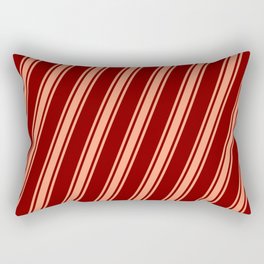 [ Thumbnail: Maroon and Light Salmon Colored Stripes Pattern Rectangular Pillow ]