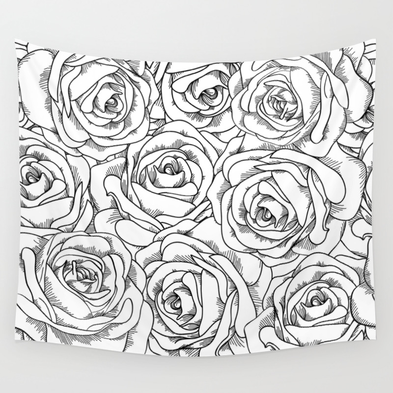 White Black Roses Wall Tapestry By Crissphotos Society6