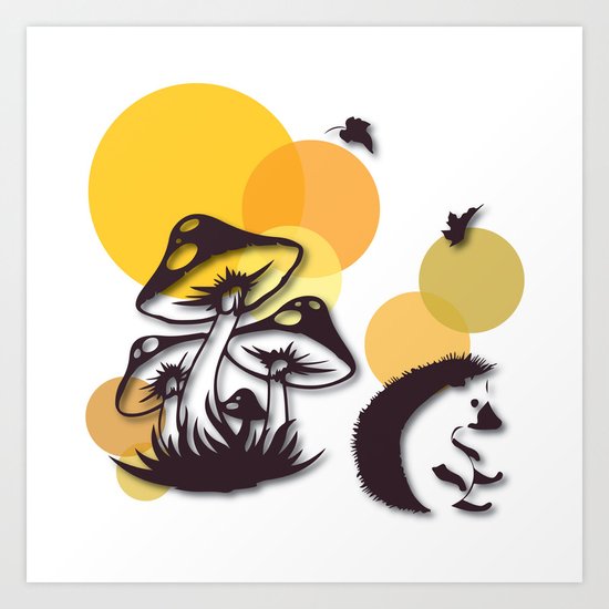 Mushroom And Hedgehog No. 3 Art Print