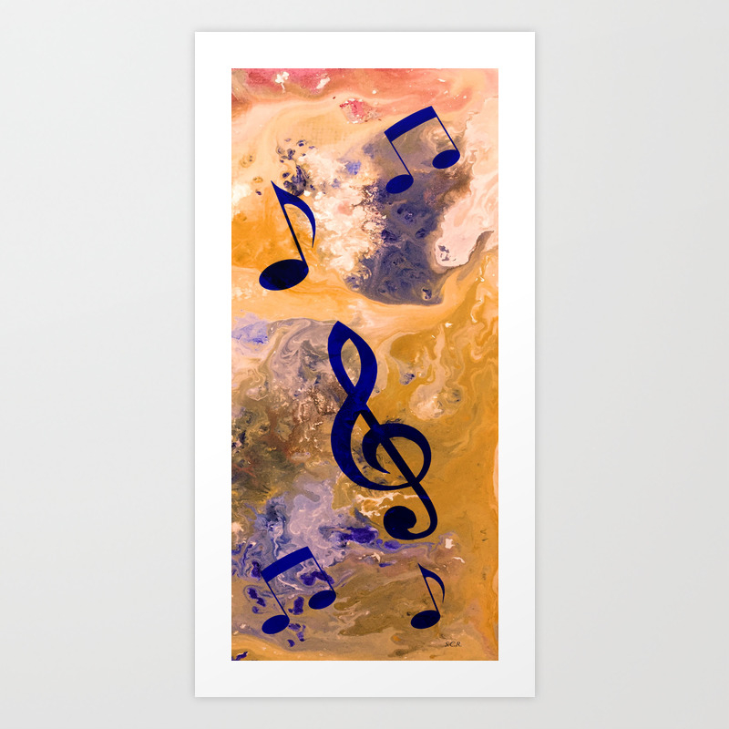 Abstract Acrylic Painting Music Notes Art Print By
