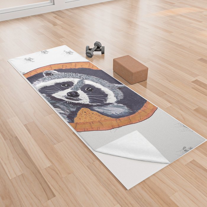 Peeking Raccoon#1 White Pallet Yoga Towel