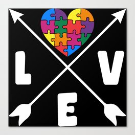 Autism Awareness Love Heart Arrows Canvas Print