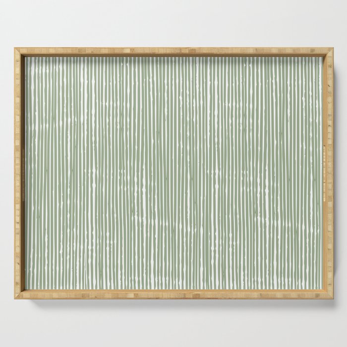 Rustic Abstract Stripes, Sage Green and White Serving Tray