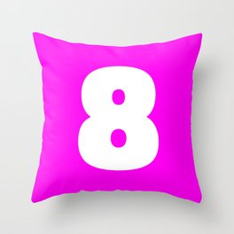 8 (White & Magenta Number) Throw Pillow