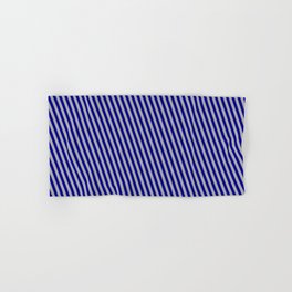 [ Thumbnail: Dark Blue & Dark Gray Colored Striped Pattern Hand & Bath Towel ]