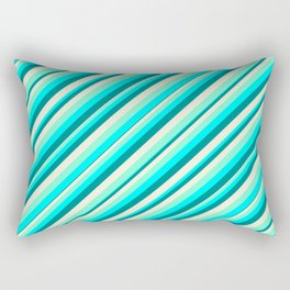 [ Thumbnail: Aquamarine, Cyan, Dark Cyan, and Beige Colored Lined/Striped Pattern Rectangular Pillow ]