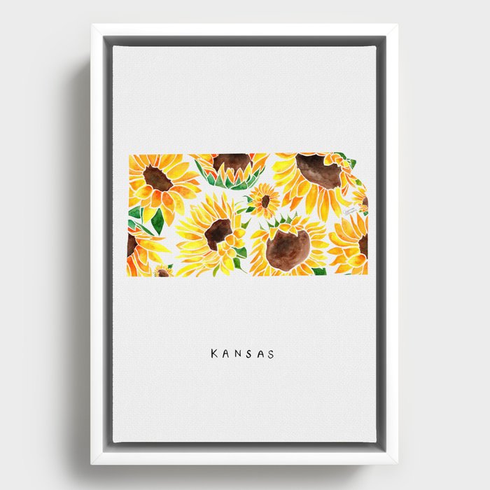 Kansas State Sunflowers Framed Canvas