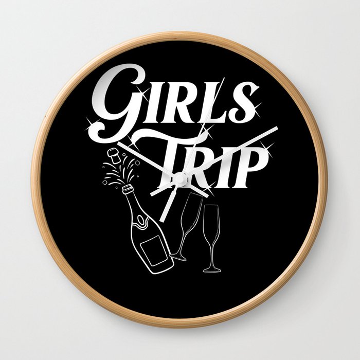 Girls Trip Weekend Las Vegas Wine Glasses Wall Clock