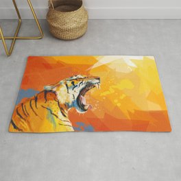 Tiger in the morning Rug